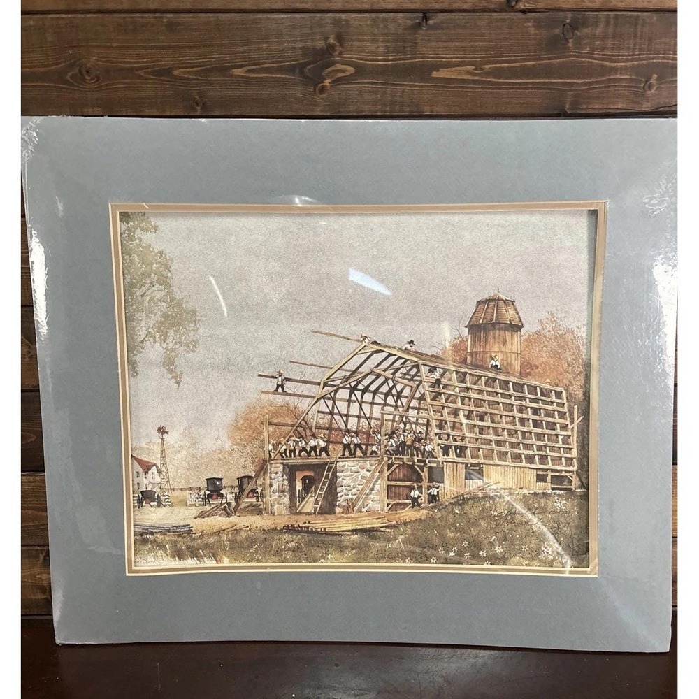 Steve Polomchak Barn Raising 1989 Limited Edition Print #152 COA Amish Art